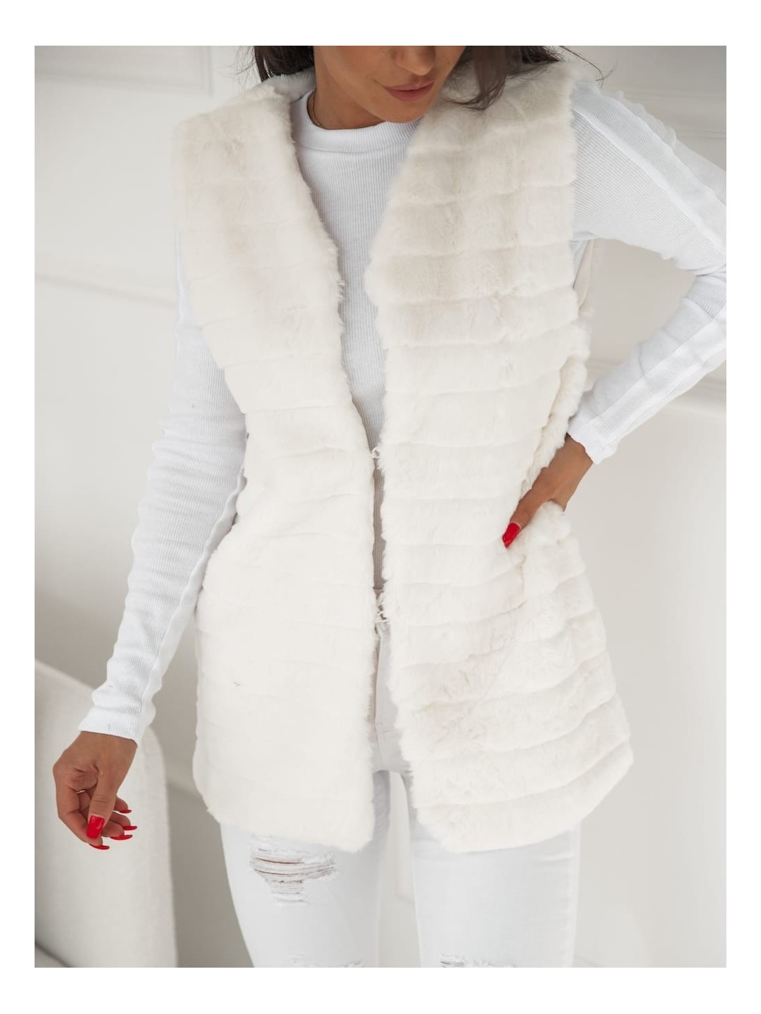 Women\'s cream fur vest 02114 - Online store - Boutique